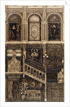 Panelled interior with staircase by Anonymous