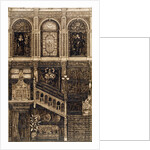 Panelled interior with staircase by Anonymous