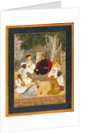 Prince and Companions. Miniature painting. India, early 17th century by Unknown