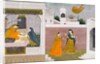 Usha looking at portraits. Kangra, India, early 19th century by Unknown