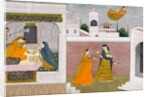 Usha looking at portraits. Kangra, India, early 19th century by Unknown