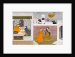 Usha looking at portraits. Kangra, India, early 19th century by Unknown