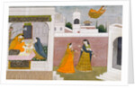 Usha looking at portraits. Kangra, India, early 19th century by Unknown