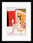 The Lady with the Hawk;  Illustration to the Musical Mode Ragini Vasant;  Indian (Gular, Punjab Hills);  c.1750.Watercolour on paper. by Unknown