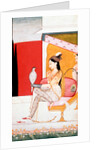 The Lady with the Hawk;  Illustration to the Musical Mode Ragini Vasant;  Indian (Gular, Punjab Hills);  c.1750.Watercolour on paper. by Unknown