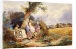 Young Gleaners Resting by a Stile by Miles Birket Foster