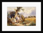 Young Gleaners Resting by a Stile by Miles Birket Foster