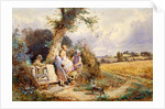 Young Gleaners Resting by a Stile by Miles Birket Foster