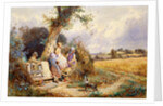 Young Gleaners Resting by a Stile by Miles Birket Foster