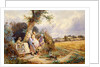 Young Gleaners Resting by a Stile by Miles Birket Foster