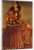 Lady sitting on a dais playing a sort of lute. Tehran, Iran, Qajar dynasty, 19th century by Unknown