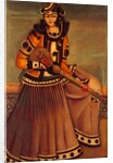 Lady sitting on a dais playing a sort of lute. Tehran, Iran, Qajar dynasty, 19th century by Unknown