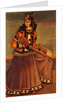 Lady sitting on a dais playing a sort of lute. Tehran, Iran, Qajar dynasty, 19th century by Unknown