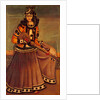 Lady sitting on a dais playing a sort of lute. Tehran, Iran, Qajar dynasty, 19th century by Unknown