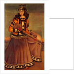 Lady sitting on a dais playing a sort of lute. Tehran, Iran, Qajar dynasty, 19th century by Unknown