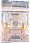 Raja Madho Singh worshipping at a Krishna shrine by Unknown