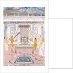 Raja Madho Singh worshipping at a Krishna shrine by Unknown