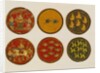 Six playing cards from a set of 121. Kurnaul, India, 19th century by Unknown