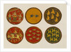 Six playing cards from a set of 121. Kurnaul, India, 19th century by Unknown