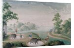 Oxen treading china stone in pits by Unknown