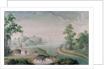 Oxen treading china stone in pits by Unknown