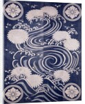 Futon cover with chrysanthemums and waves by Anonymous