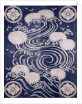 Futon cover with chrysanthemums and waves by Anonymous