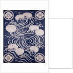 Futon cover with chrysanthemums and waves by Anonymous