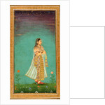 A lady walking through flowers by Unknown