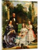 Family in a conservatory by H. R. Miller