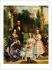 Family in a conservatory by H. R. Miller