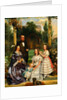Family in a conservatory by H. R. Miller