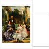 Family in a conservatory by H. R. Miller