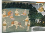 Wrestlers watched by a Prince by Unknown