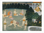 Wrestlers watched by a Prince by Unknown