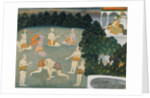 Wrestlers watched by a Prince by Unknown