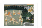 Wrestlers watched by a Prince by Unknown