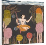 Goda Raga seated holding a vina in a grove by Unknown
