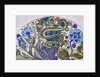 Dish design with Persian foliage, snake and lion by William De Morgan