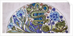 Dish design with Persian foliage, snake and lion by William De Morgan