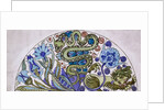 Dish design with Persian foliage, snake and lion by William De Morgan