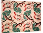 Horsemen and trees furnishing fabric by F. Gregory Brown