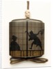 Inro depicting performing figures seen through a shoji by Unknown