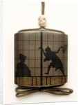 Inro depicting performing figures seen through a shoji by Unknown