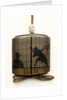 Inro depicting performing figures seen through a shoji by Unknown