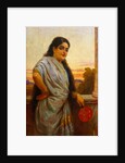 A Lady Holding a Fan by Varma Ravi