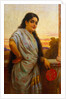 A Lady Holding a Fan by Varma Ravi