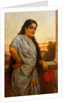 A Lady Holding a Fan by Varma Ravi