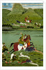 Raja Jawan Singh of Udaipur hunting wild boars. Udaipur, India, 1835 by Unknown