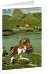Raja Jawan Singh of Udaipur hunting wild boars. Udaipur, India, 1835 by Unknown